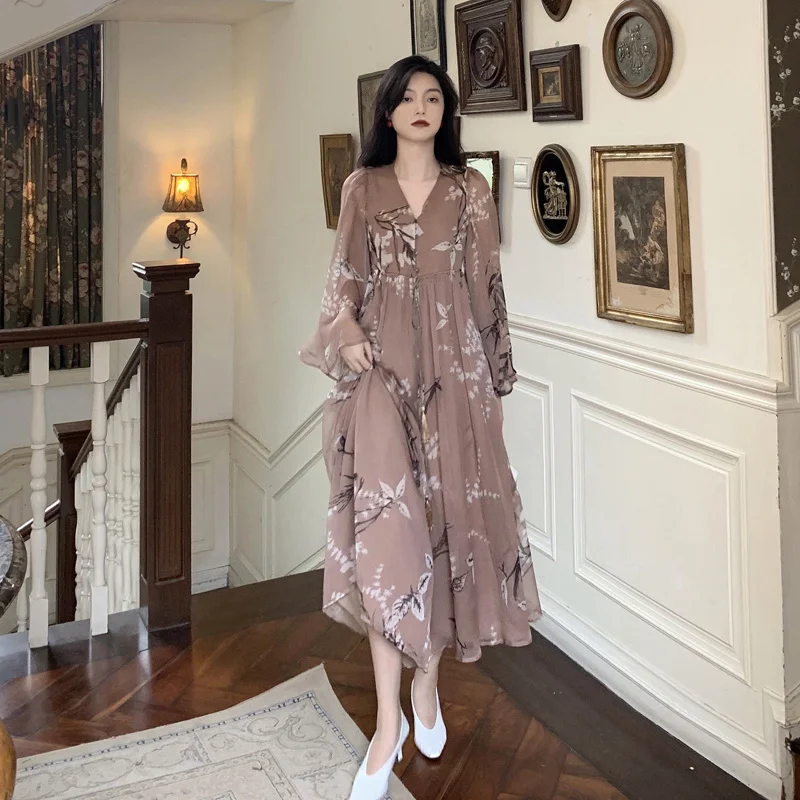 

Женское шифоновое платье-миди с открытой спиной, элегантная юбка во французском стиле, винтажная одежда для вечеринки, большие размеры, лето 2023