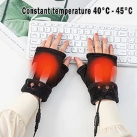 winter half finger usb rechargeable heated gloves cashmere gloves removable and washable gloves women electric heating gloves
