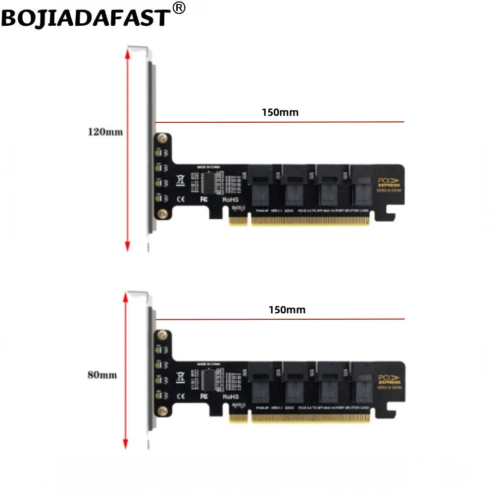 Фото Адаптер-карта расширения PCI Express PCIe 3.0 X16 PCI-E 4.0 16X на 4* Mini SAS SFF-8643 для U2 NVME SSD №2
