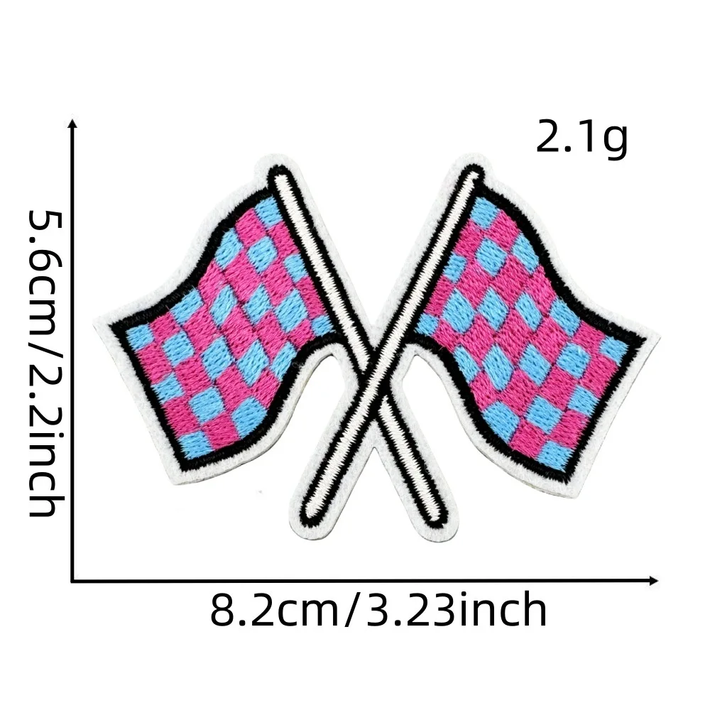 Железные нашивки с принтом черно-белая клетчатая ткань украшение цветной