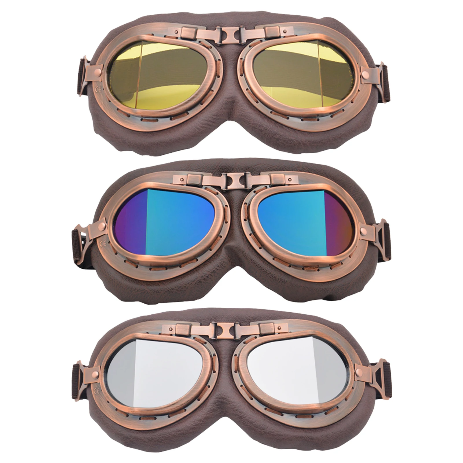

Retro Motorcycle Goggles Glasses Vintage Moto Classic Steampunk Goggles For Pilot Steampunk ATV Bike Copper Helmet