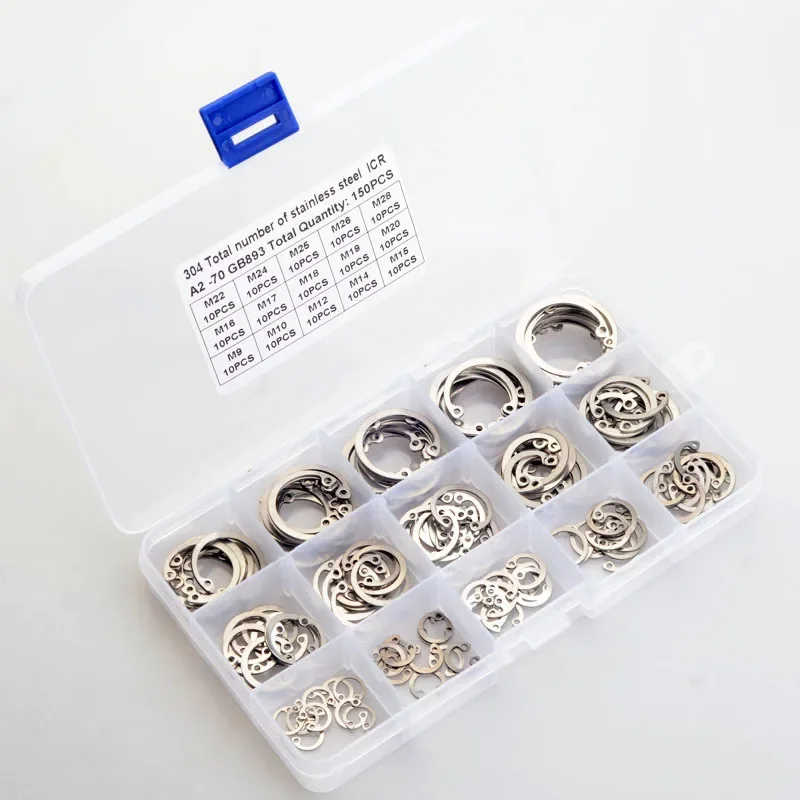 150 шт. набор внутренних стопорных колец типа C из нержавеющей стали 304 с