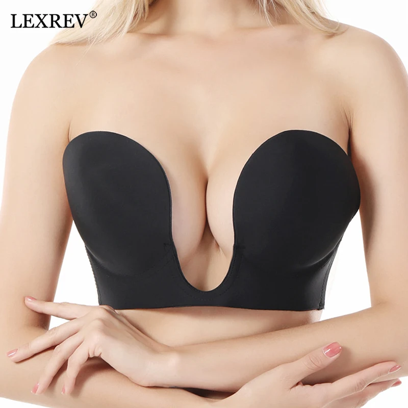 

Invisible Push Up Bra Strapless Bras Dress Wedding Party Sticky Self-adhesive Silicone Brassiere Breathable Deep U Bra Underwear