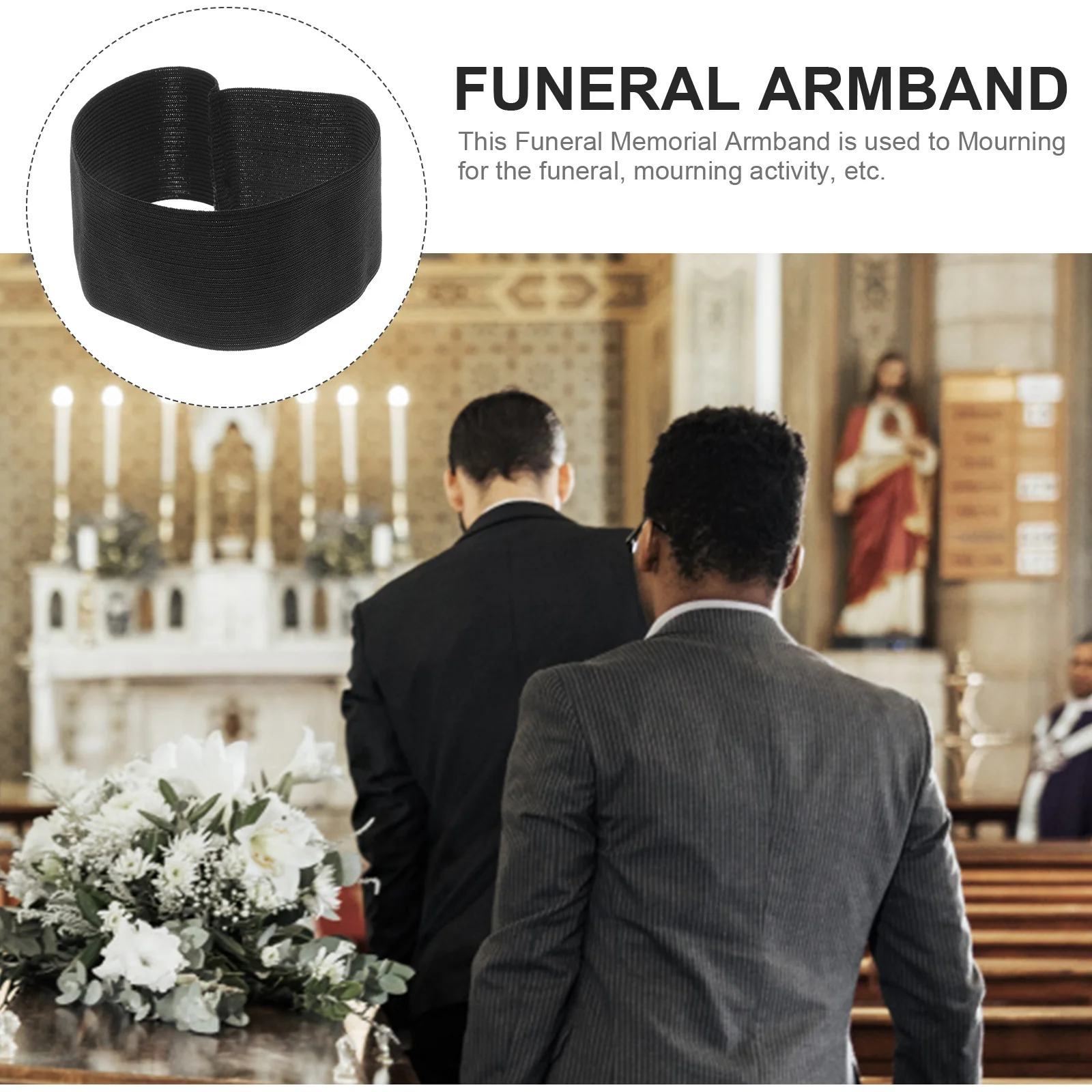 25 шт. черный траурный пояс похоронная повязка на руку с памятью смерти эластичная