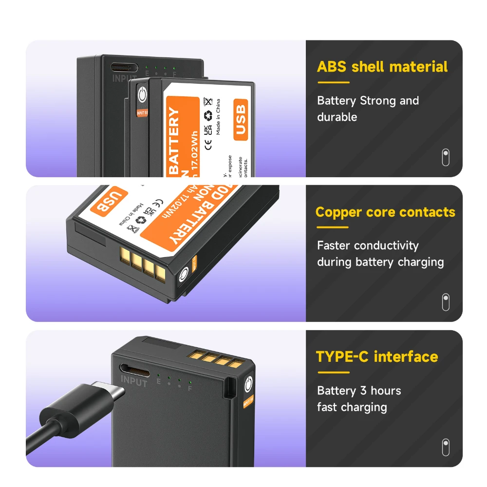 CITYORK 2300 мАч LP-E10 LP E10 LPE10 Аккумулятор для камеры с зарядкой Type-C Canon EOS 1100D 1200D 1300D Kiss X50