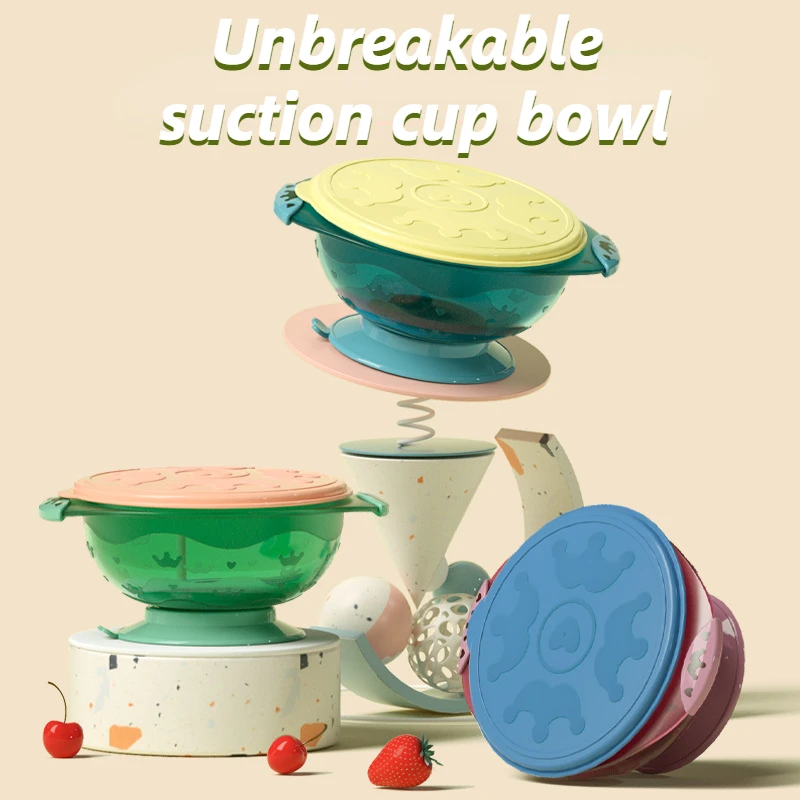 

Children‘s Suction Cup Straw Bowl with Lid Anti-spilling Baby Food Supplement Kids Plate Baby Feeding Eco-friendly