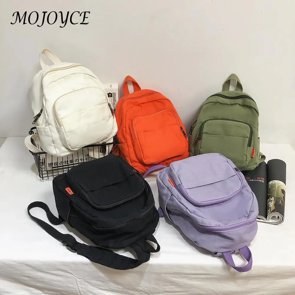 

Daily Women Solid Color Shopping Rucksack Student Large Capacity Canvas Travel School Backpack Zipper Knapsacks