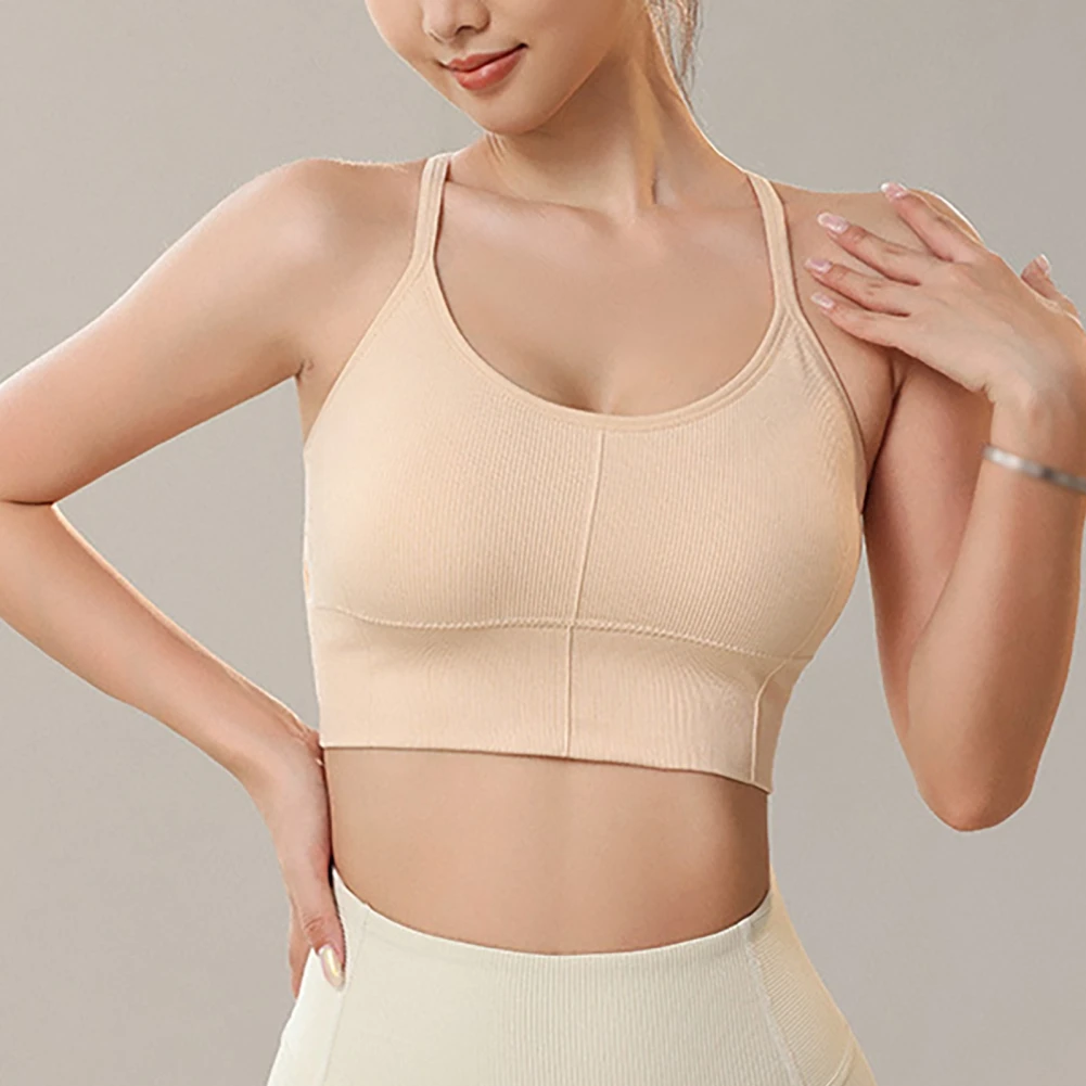 

Women Bra Large Backless Sports Bra Yoga Quick Dry Threaded Cross Shockproof Breathable Fitness Running Underwear