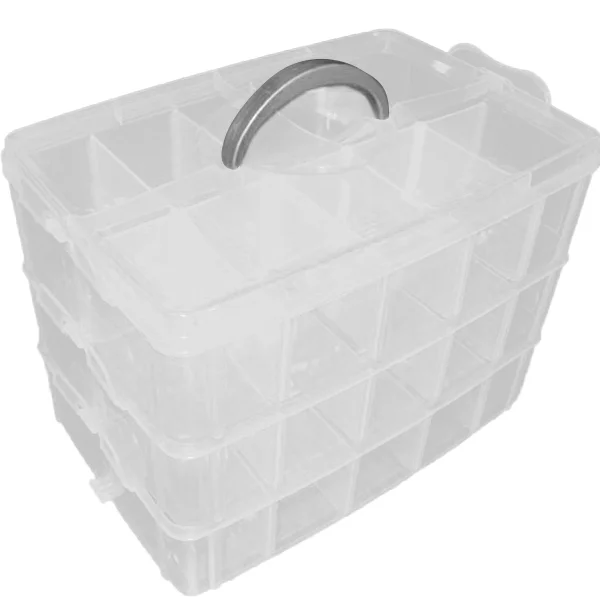 

Handheld 3-Layer 30 Grids Detachable Plastic Makeup Jewelry Storage Case Box Holder Organizer Container (White) Boxes Acrylic