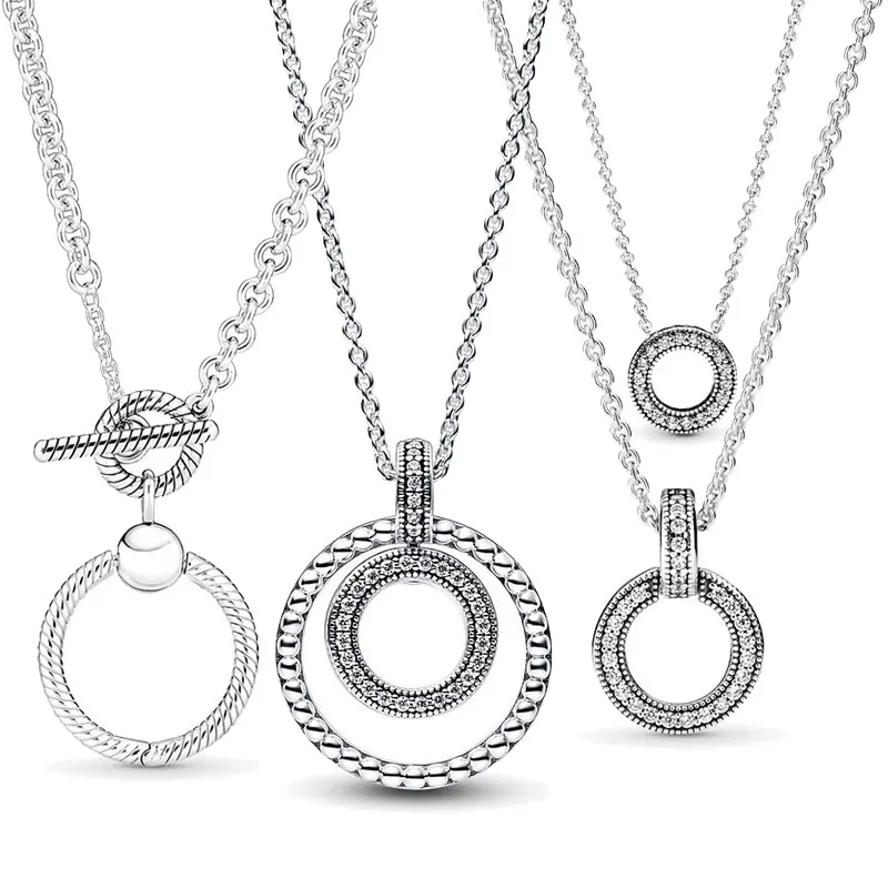 

Лидер продаж 2022, ожерелье из серебра 925 пробы, двухцветное кольцо с подвеской, ожерелье Подходит для оригинального шарма, узел бесконечности для женщин, ювелирные изделия в подарок
