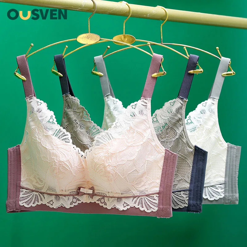 

OUSVEN Sexy Lace Latex Bra Large Size Plue Size Underwear Without Steel Ring Gathers Latex Female Intimate Comfortable Bralette