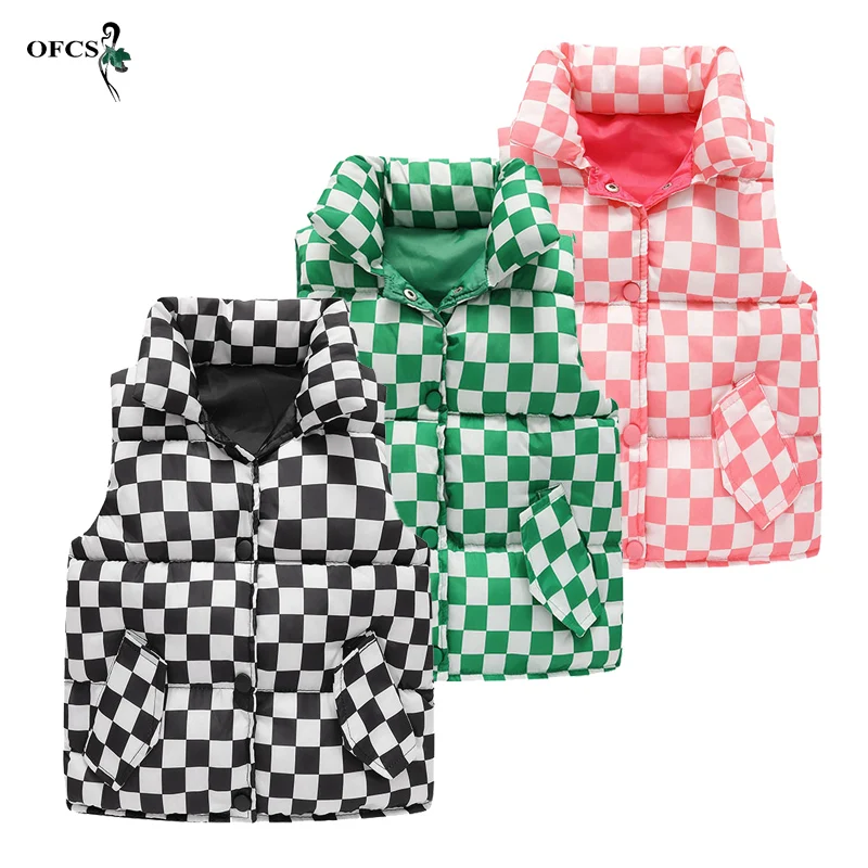 

Baby Clothes Waistcoat 2-12Year Old Kids Foreign Design Warm Vest Boys Girls Autumn Cotton-padded Children Jacket Plaid Snowsuit