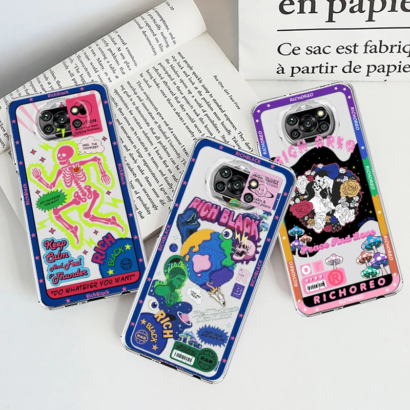 

Luxury creative art doodle For Xiaomi Mi Poco X4 X3 NFC F4 F3 GT M4 M3 M2 X2 F2 F1 Pro C3 5G Civi Transparent Phone Case