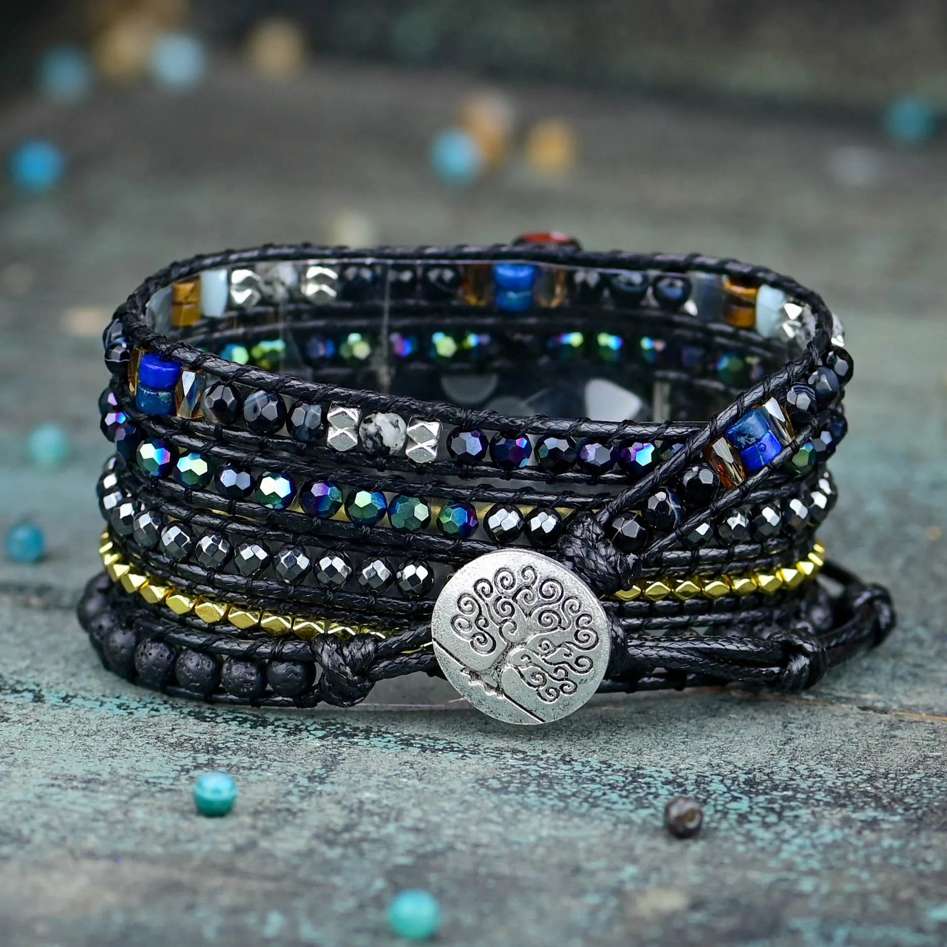 Bohemia Natural Stone Braided Bracelet Wrist Strap correa For Apple Watch Series 7 45mm 44mm 40mm 41mm 38mm 42mm SE 6 5 4 3 2 1