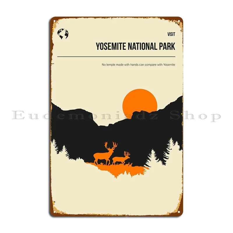 

Металлический плакат на стену в национальном парке Yosemite, Настенный декор, настенная роспись, дизайнерская настенная пещера, жестяной плакат