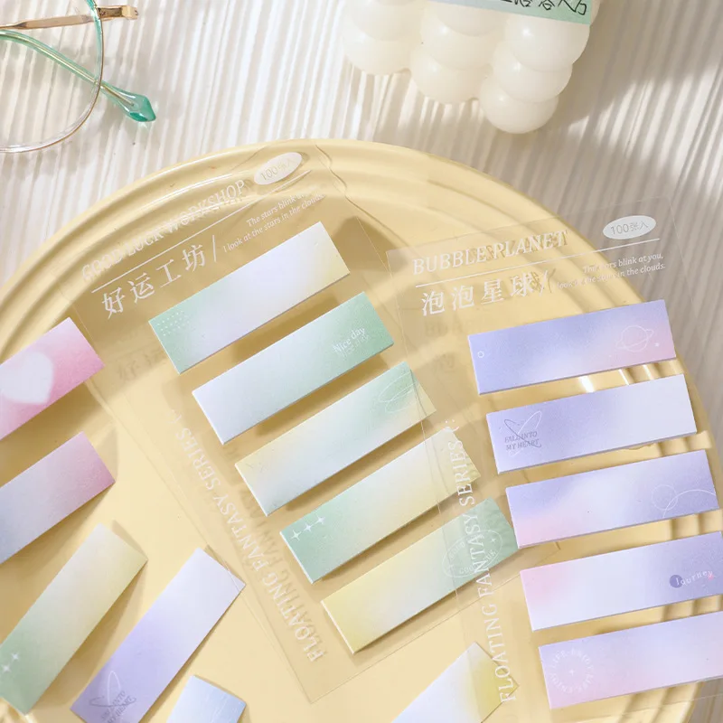 

100pcs Soft World Series Sticky Notes Memo Pad color aesthetics writable Sticky Office Stationery Supply Journal Planner