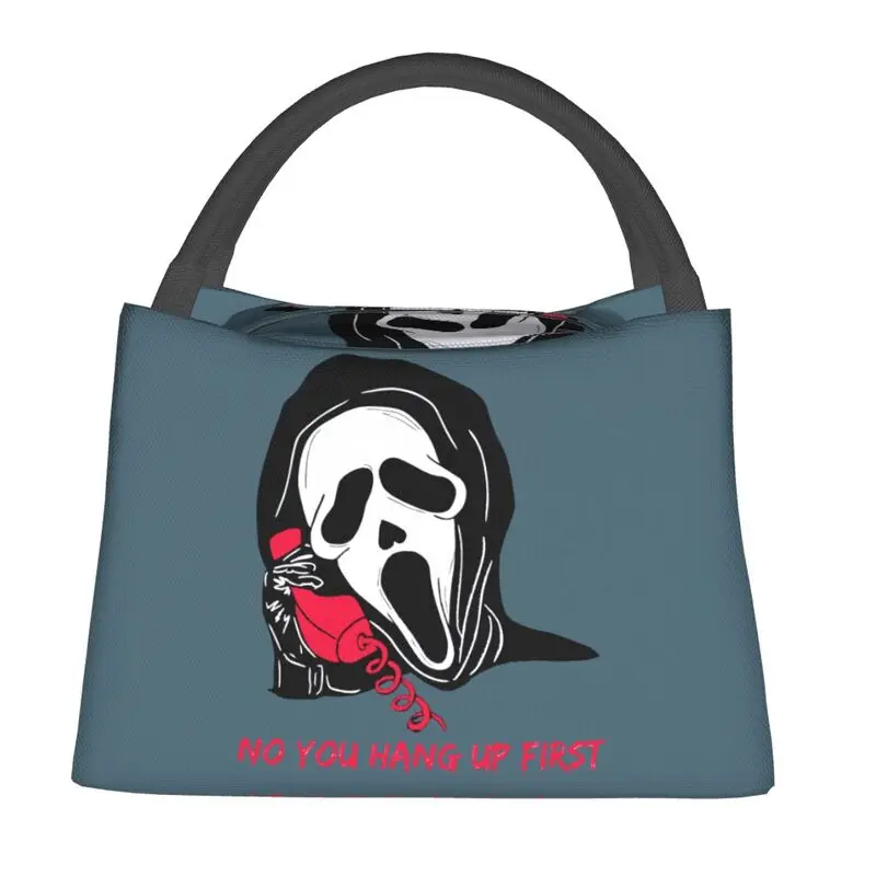 

Ghostface No You Hang Up First Thermal Insulated Lunch Bag Women Sidney Prescott Film Scream Lunch Container for Meal Food Box
