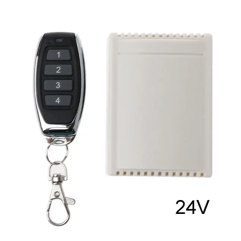 

H37F 1Set DC 24V 315/433MHz 4CH Wireless Relay RF Remote Control Switch Receiver 4 Button Transmitter