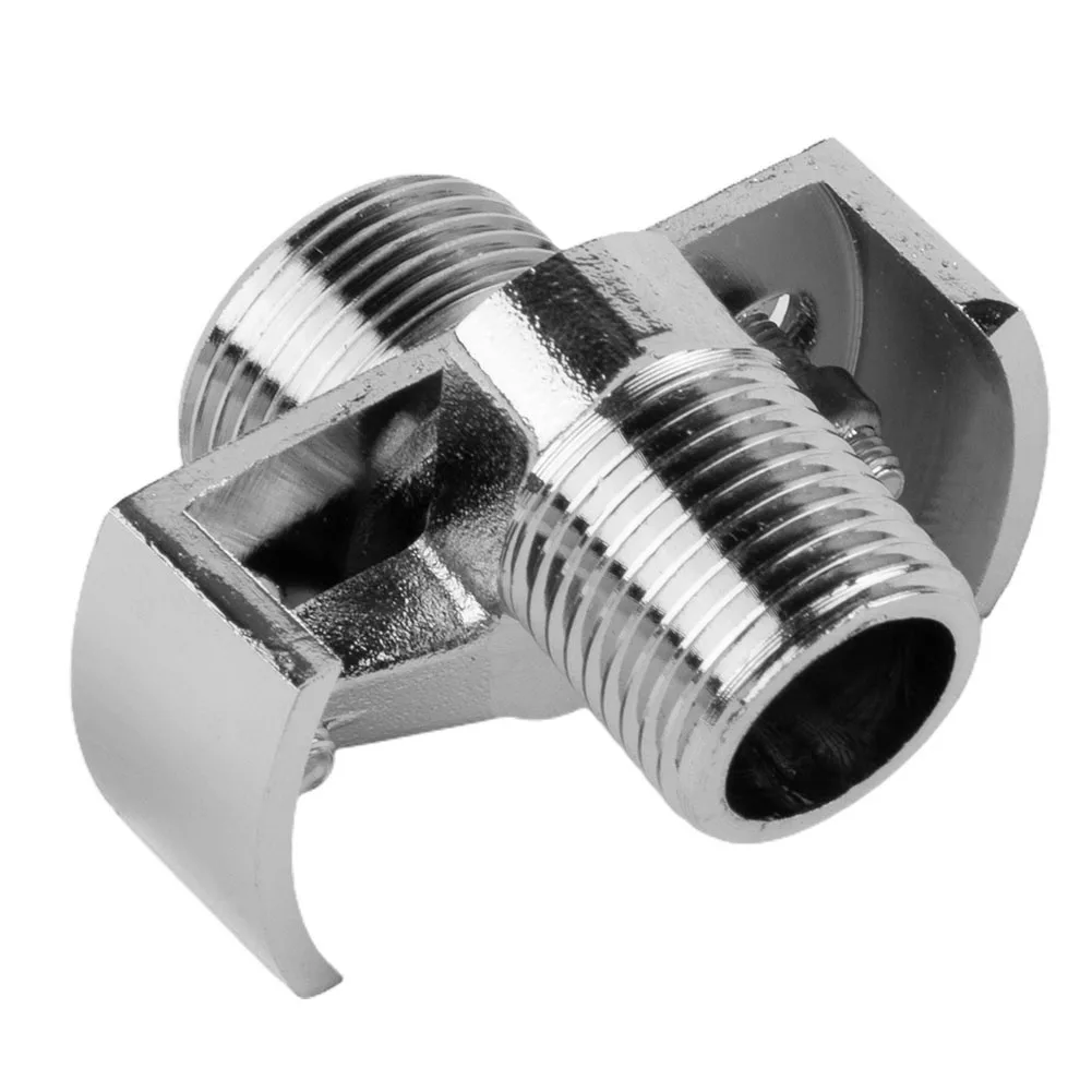 

Durable High Quality Adapter Shower Faucet Adjustable Angled Copper Curved Foot Replacement Shower Head Silver