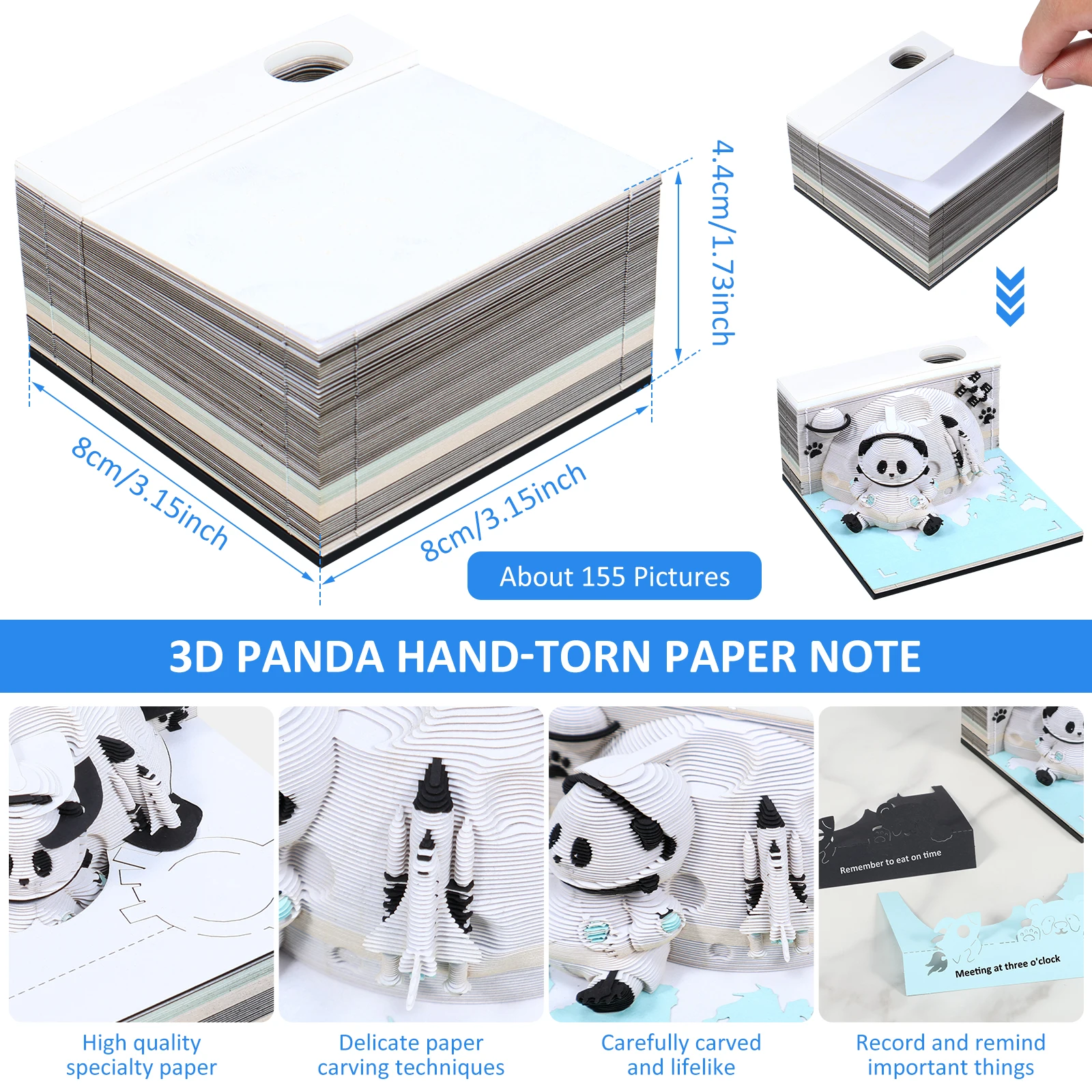 3D Блокнот для заметок Creative Panda Настольный блокнот с держателем ручек Tear-Away Art DIY