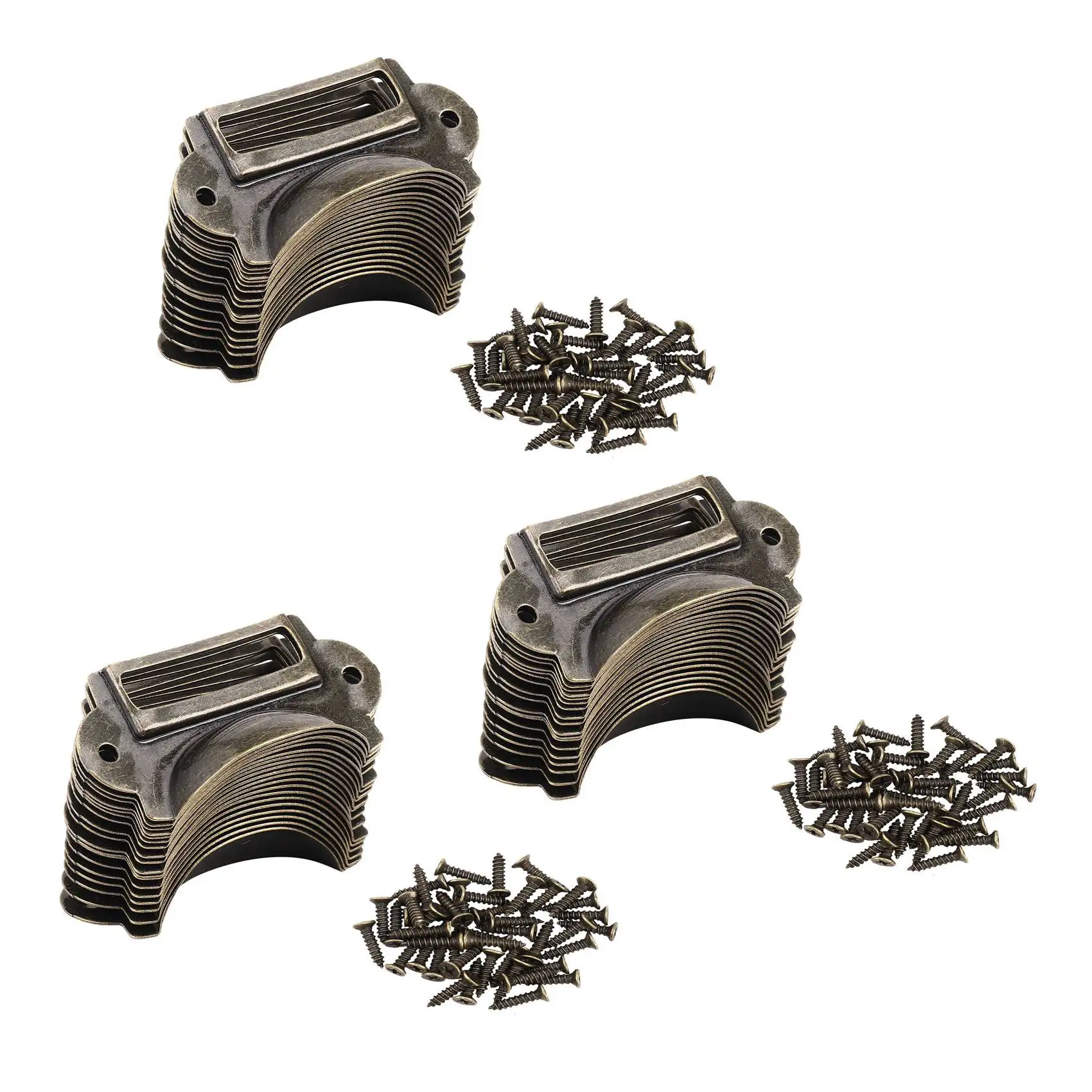 

60PCS File Name Card File Cabinet Handles Label Holder Antique Bronze Drawer Label Pull Cabinet Frame Handle File Name