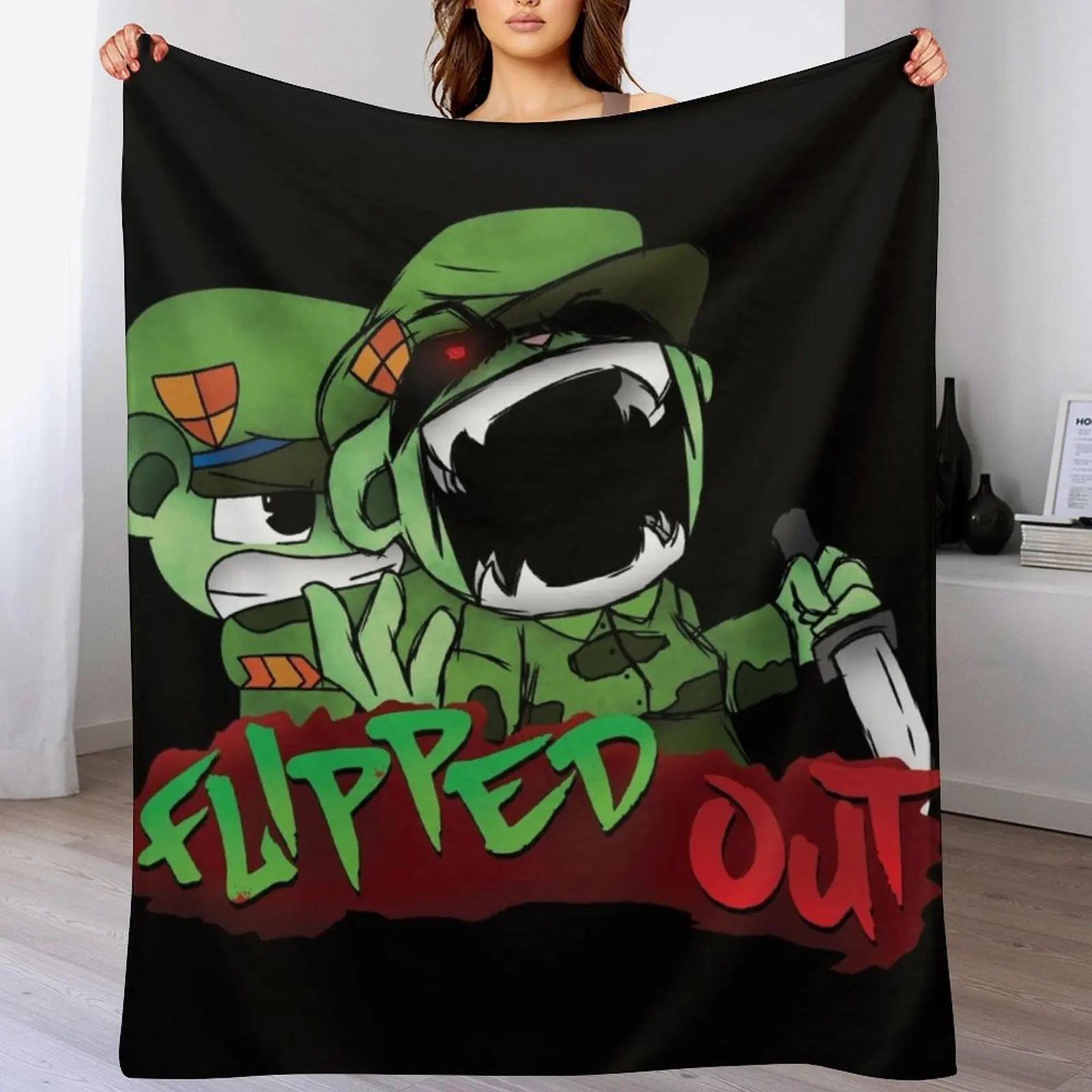 fnf htf Flippy против Fliqpy граффити Плед Пляжные движущиеся одеяла для волос