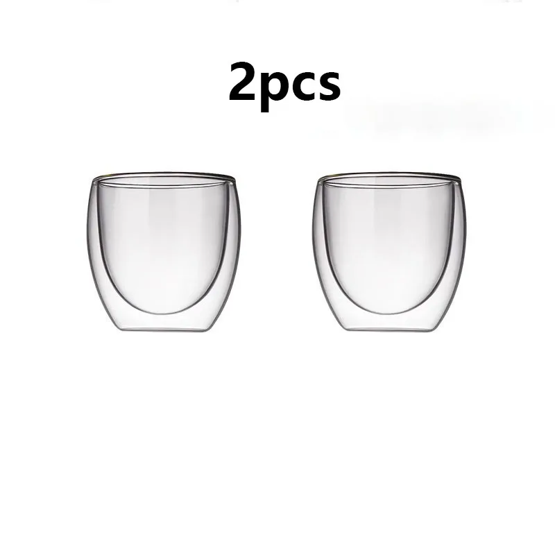 

2/4/6 шт., набор чашек для эспрессо с винтовой резьбой, набор стеклянных кофейных кружек с двойными стенками, 80 мл, изолированная чашка для кофе, аксессуары для кофе