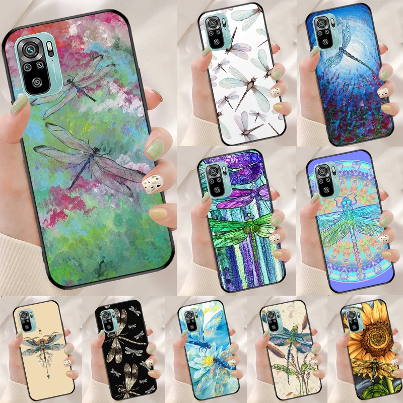 Чехол Luxury Dragonfly для Xiaomi Redmi Note 8 9 10 11 Pro 8T 9S 10S 9C 9A 9T с мягким покрытием.
