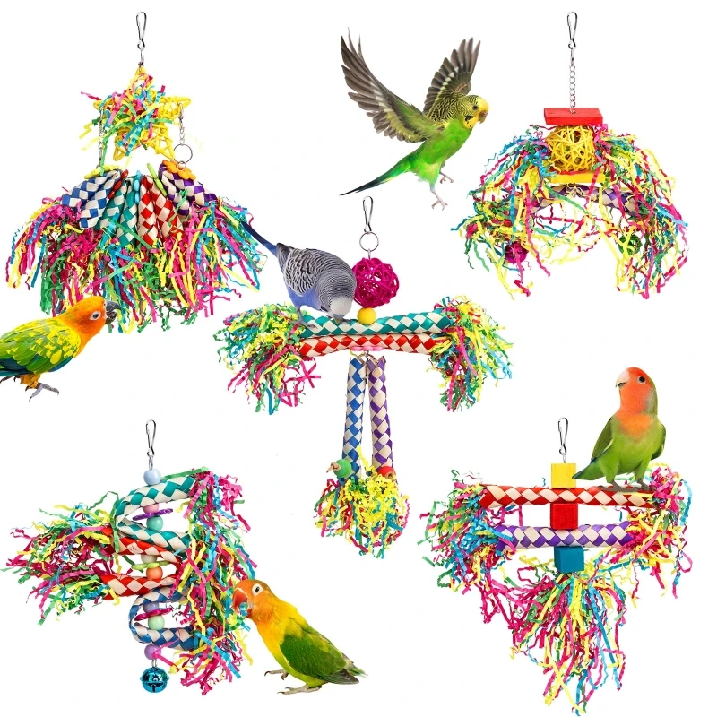 

Birds Parrot Bird Foraging 5 Colorful Love For Toys Toy Piece Shredding Blocks Hanging Parakeets Wooden Chewing Budgies
