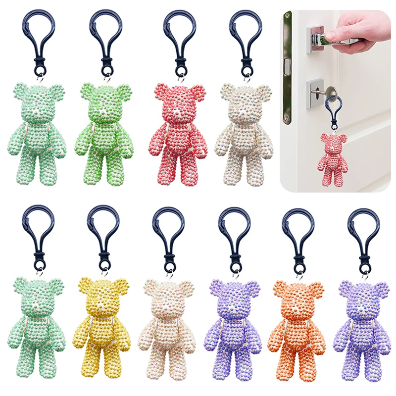 

2pcs Diamond Painting DIY Mosaic 5D Cute Diamond Bear Keychain Small Pendant Car Key Ring Student Bag 5D Mosaic Bear Pendants