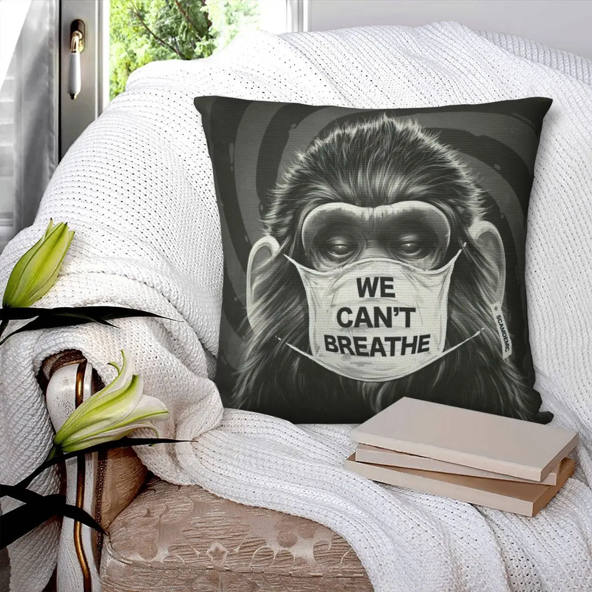 

Monkey We Can't Breathe In This Thing Pillowcase Printed Cushion Cover Sofa Waist Pillow Pillow Cover