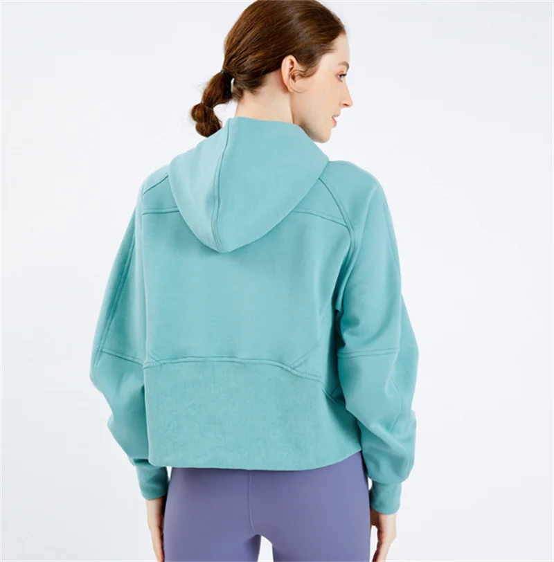 

2022 Women Half Zipper Breathable Sports Pullover Fitness Clothes Leisure Sweat-wicking Loose Yoga Hoodie