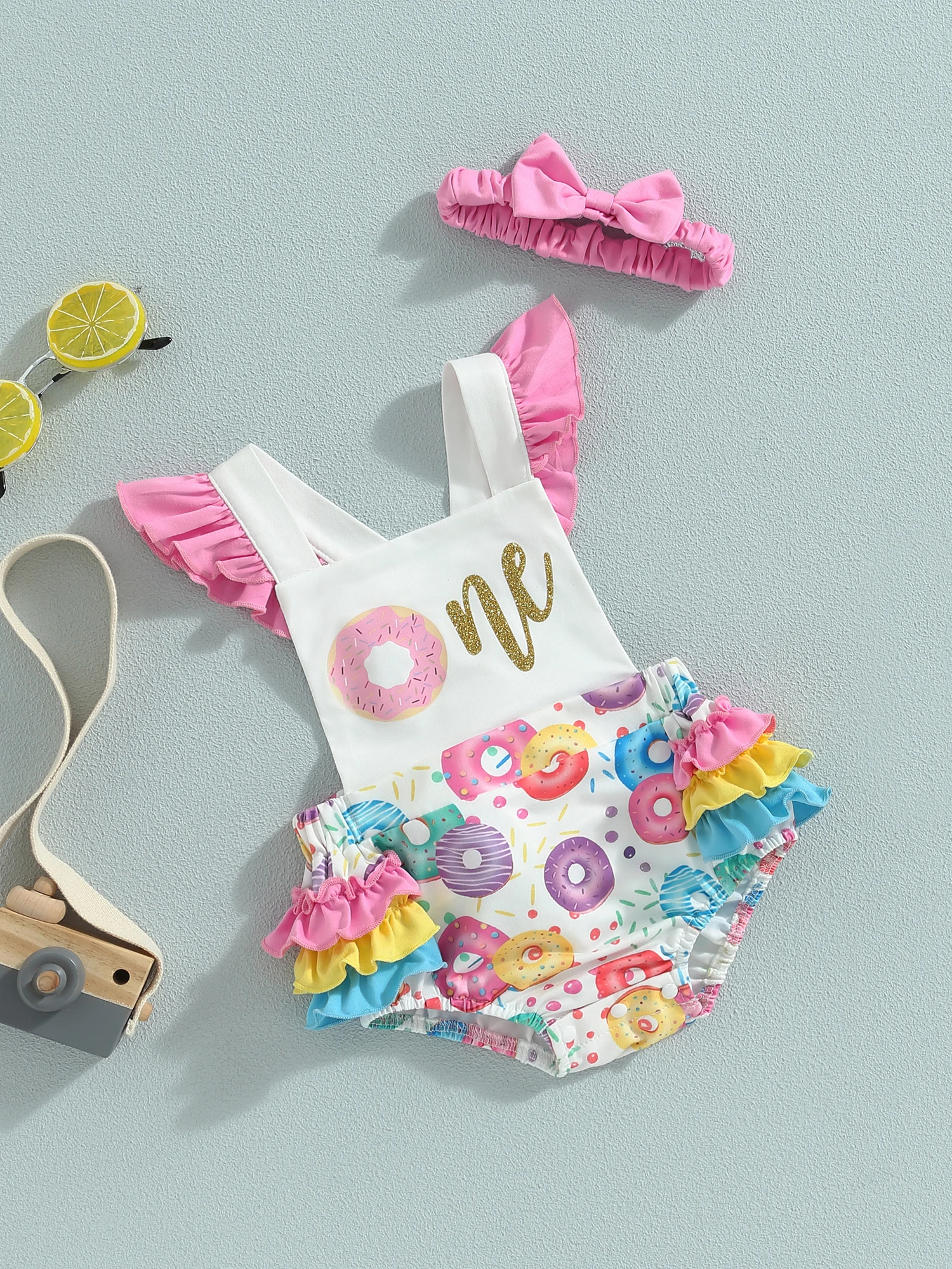 

Женская модель с подходящей повязкой-Милый Летний повседневный наряд для маленьких девочек