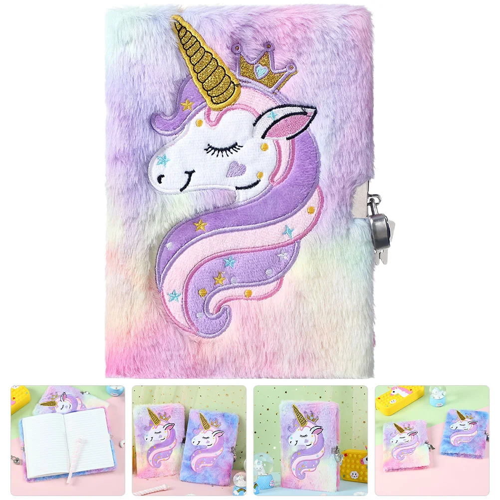 

Diary Lock Students Stationery Plush Notebook Lockable Lovely Notepad Unicorns Printed Girl Writing Girls Gifts Journal