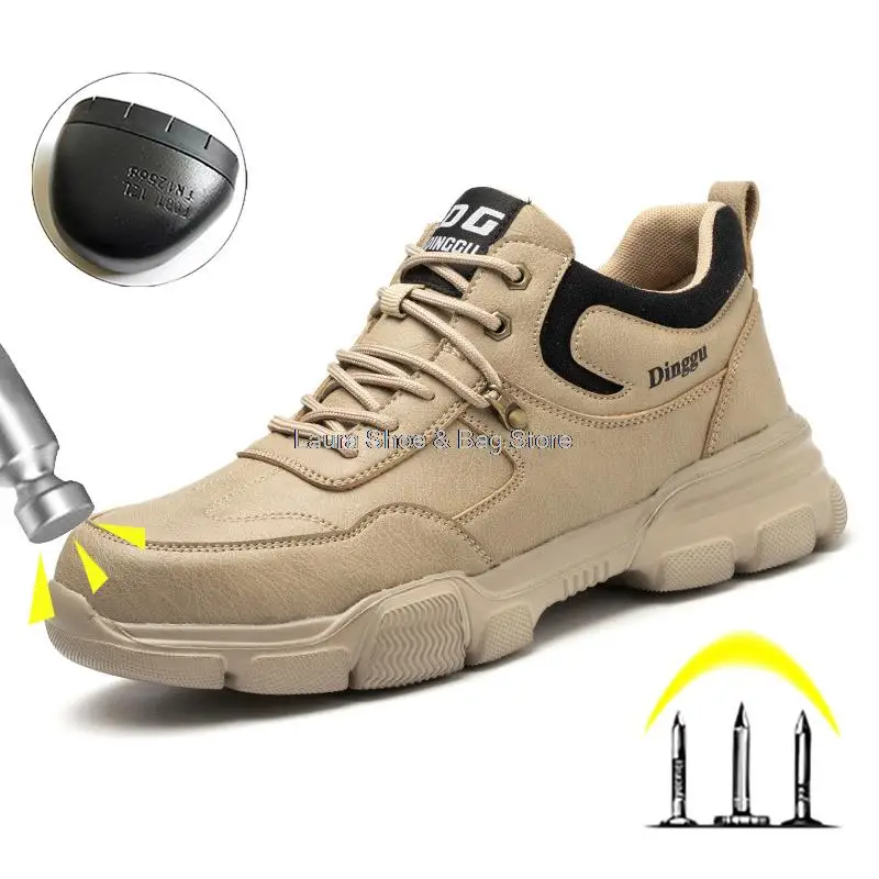 

Puncture Proof Work Safety Boots For Men Safety Shoes Steel Toe Kevlar Anti-smash Working Sneakers Flat Male Security Boots 2022