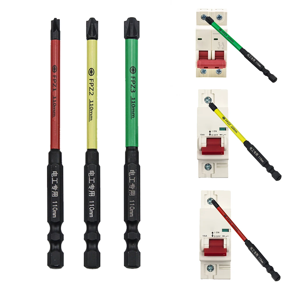

3pcs 110mm Magnetic Special Slotted Cross Screwdriver Bits FPZ1 FPZ2 FPZ3 FPH1 FPH2 FPH3 For Electrician Hand Tools