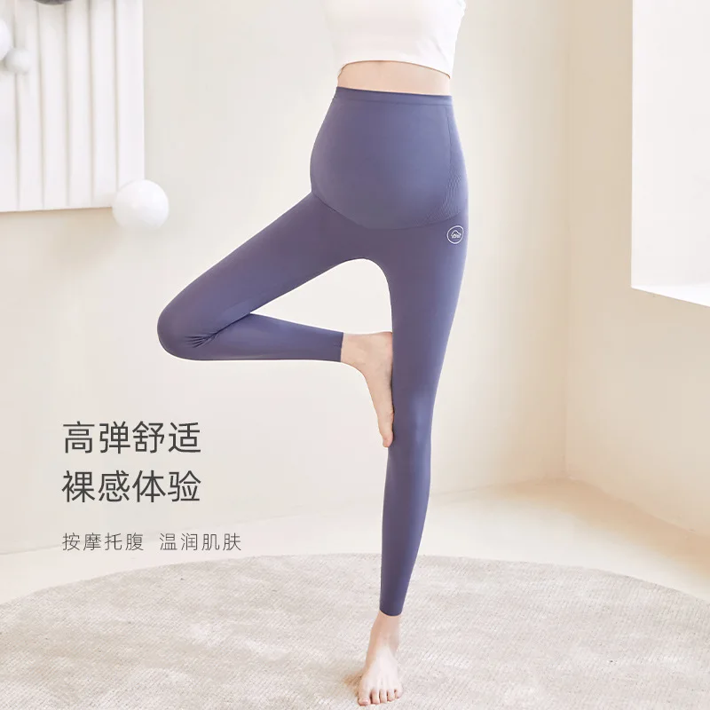 

Aternity Women's Casual Pants Pregnancy Stretchy Comfortable Lounge Pants Pregnant High Waist Trousers with Pocket