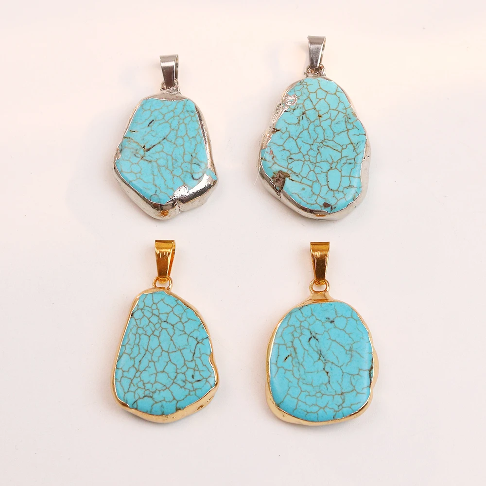 Ожерелье Неправильной Формы с голубым бирюзовым камнем модные ювелирные изделия