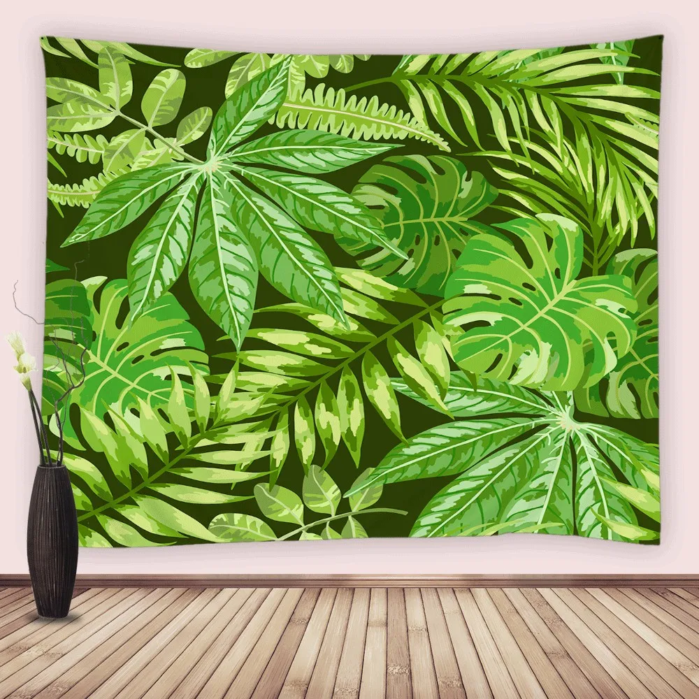 

Palm Tree Leaves Tapestry Wall Hanging Watercolor Banana Leaf Green Tropical Plant Tapestries for Living Room Bedroom Dorm Decor