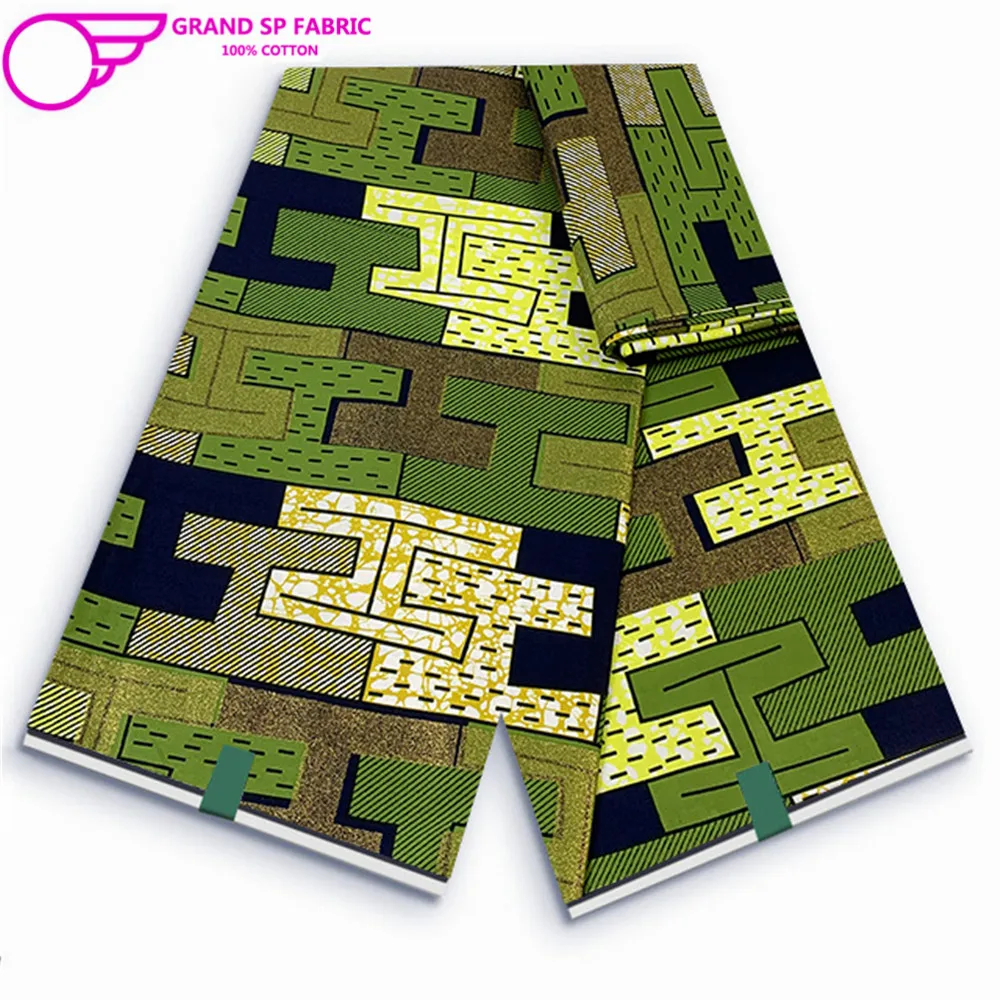 

Grand Super Fabric 100% Cotton African Wax Fabric High Quality Wax Ankara Print Fabric For Sewing 6yards Women Dress Fabric VL96