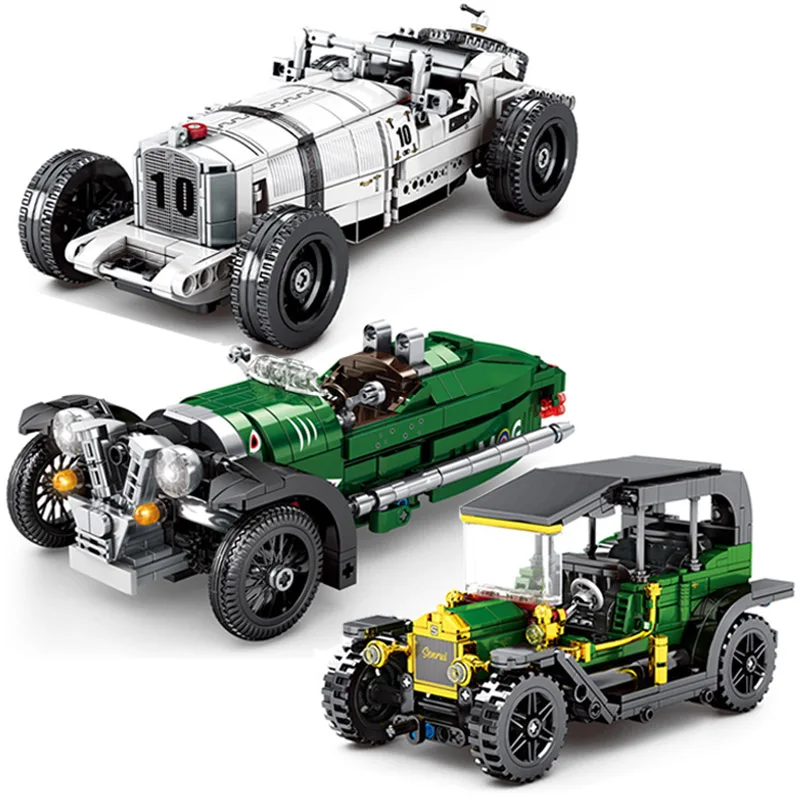 

High-Tech Famous Retro Racing Car Model Building Blocks City Classic Pull Back Supercar Sport Vehicle Bricks MOC Toys Kids Gift