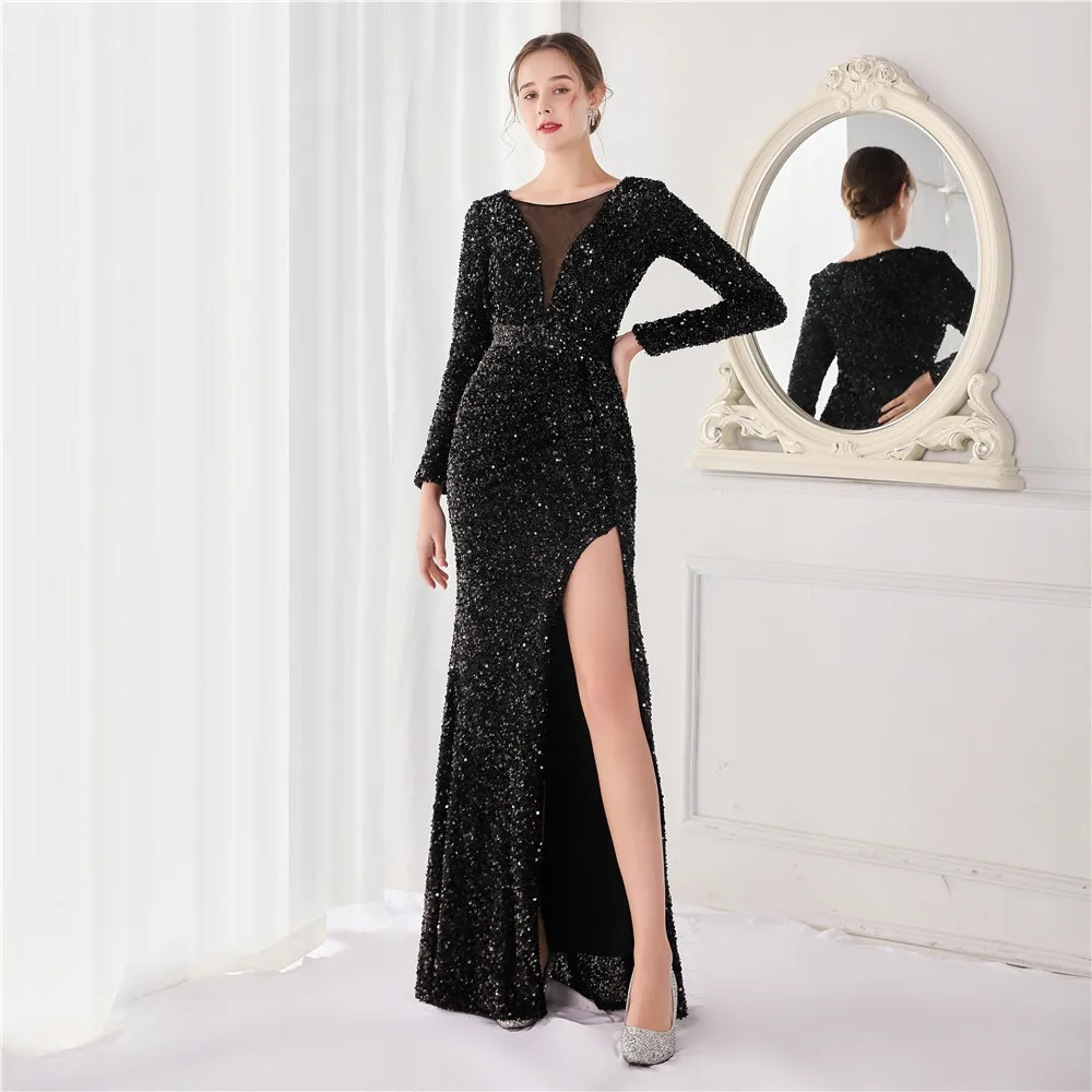Luxury Party Elegant Dresses for Women 2022 Evening Prom Formal Long Clothes Sexy Sequin Cocktail Ceremony Birthday Maxi Outfits