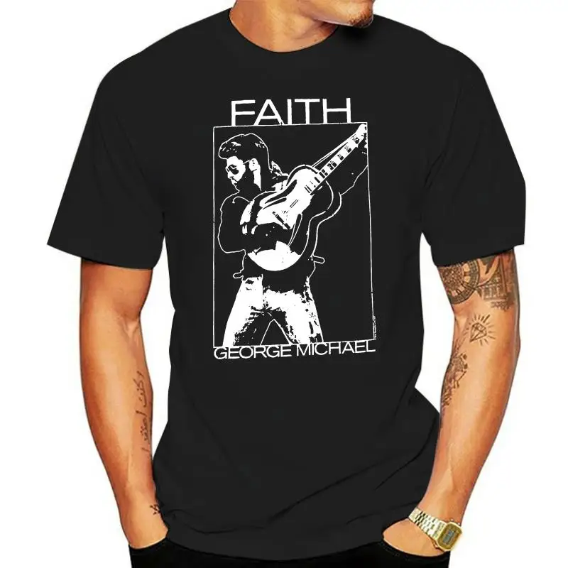 

Camiseta de George Michael Faith, camisa con marco blanco, imagen negra, Merch para Young, de mediana ADE, The Elder