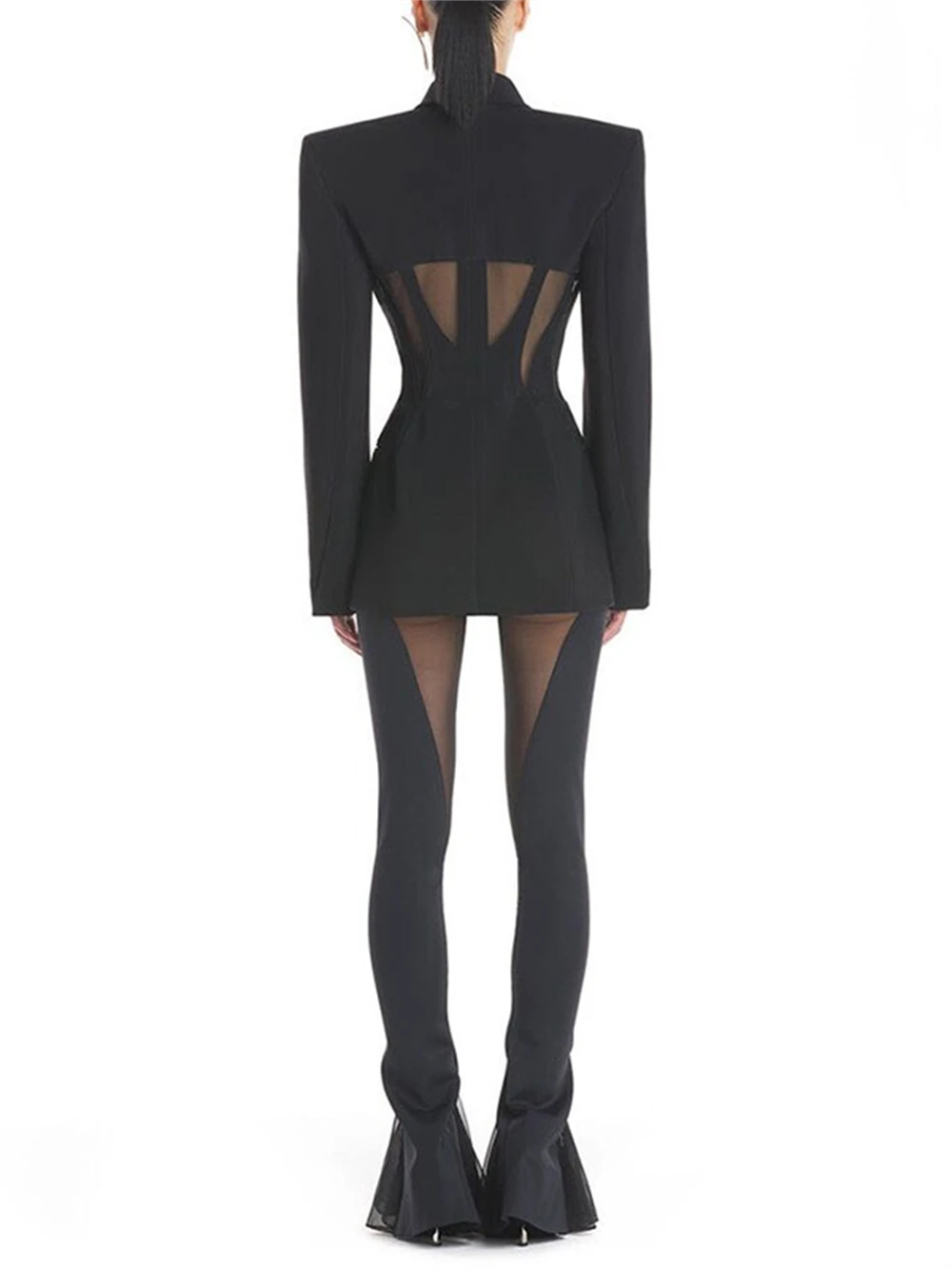 Пикантный женский костюм с иллюзией в стиле High Street блейзер брюки Модный