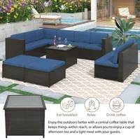 Garden Furniture Sets 9 Piece Rattan Sectional Sofa Seating Group with Cushions and Ottoman, Patio Furniture Sets Outdoor Wicker