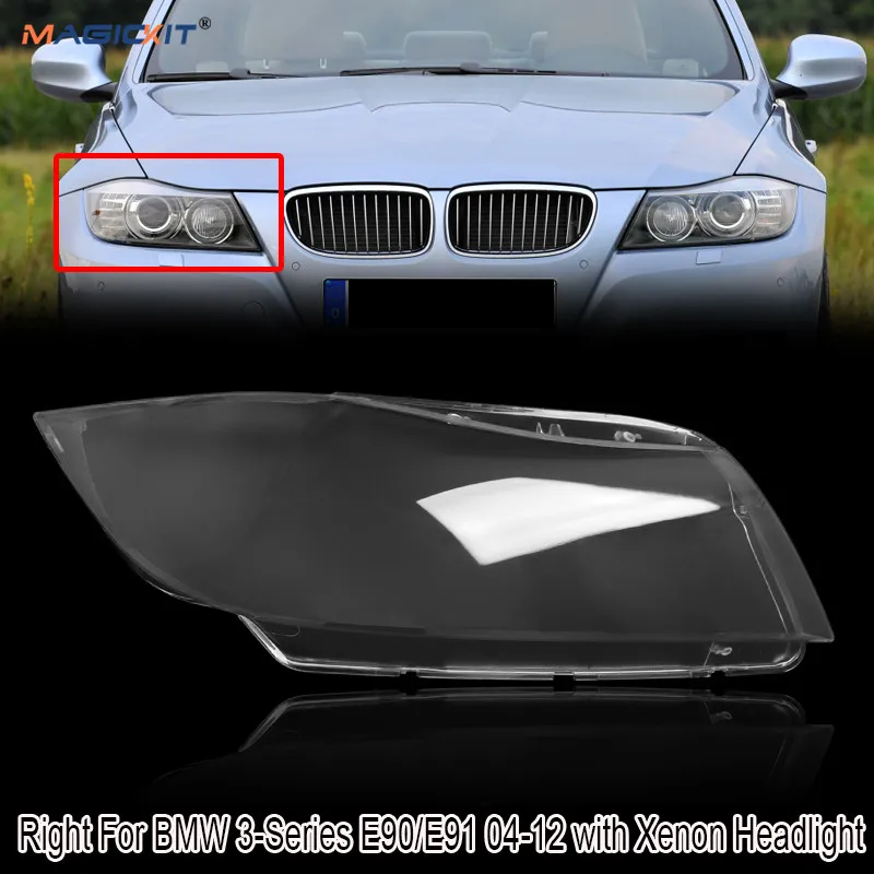 Купи MagicKit Right Front Headlight Headlamp Lens Plastic Cover Fit For BMW 3 E90 / E91 Xenon за 3,610 рублей в магазине AliExpress