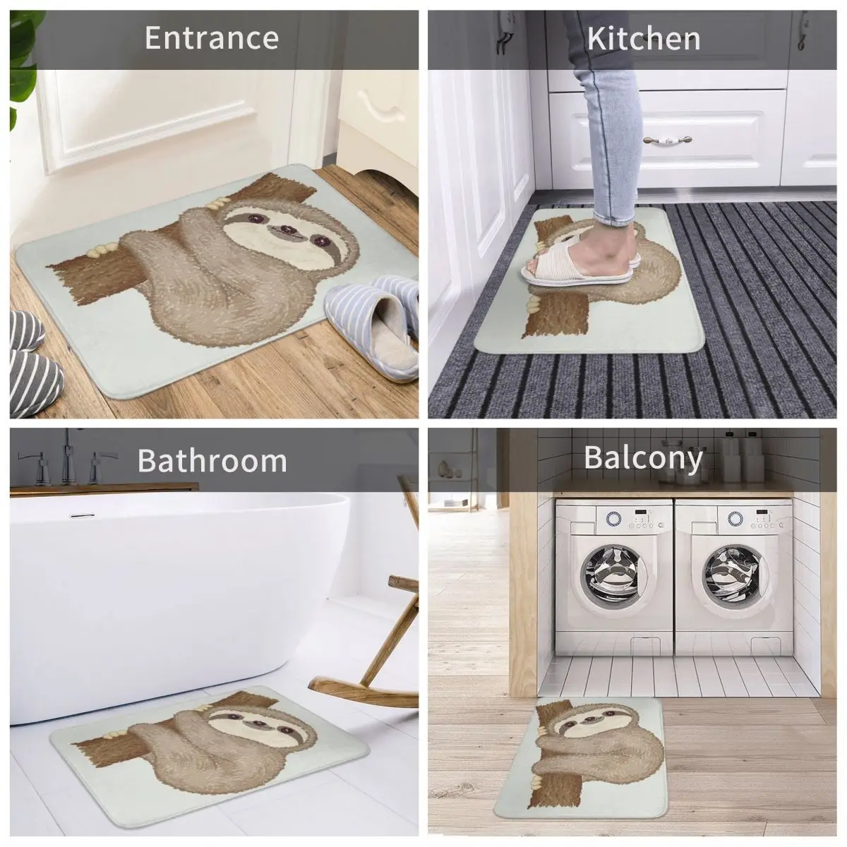 

Bath Mat Sloth On The Tree Decor 3D Rug Carpet Doormat Non-slip Entrance Living Room Home Kitchen Washable Bedroom Equipment