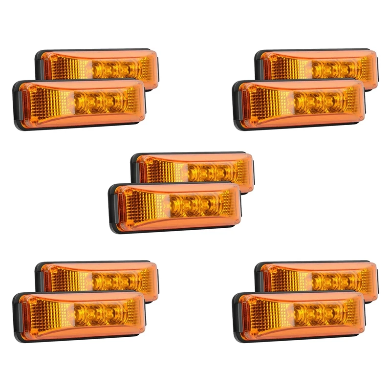 

10PCS 24V 3.9Inch 3 LED Truck Trailer Amber Light Front Rear LED Side Marker Lights Clearance Indicator Lamp Waterproof
