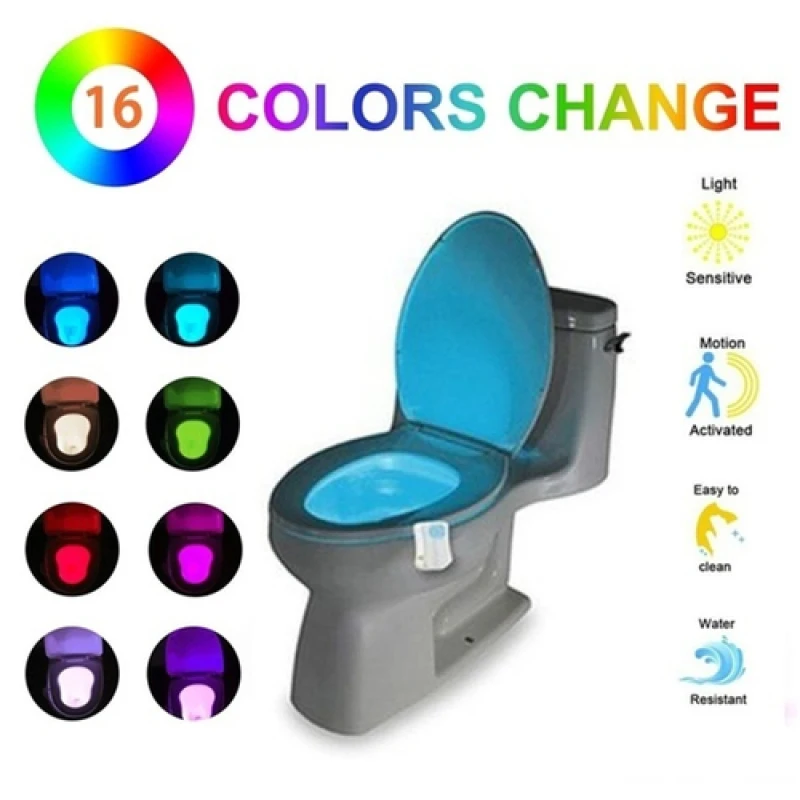 8/16 Colors Toilet Sensor Lights Intelligent Induction Bathroom LED Body Motion Activated on/Off Seat Sensor Night Light