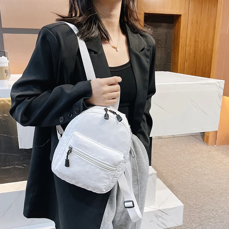 

Mini Women's Backpacks 2022 Trend Nylon Female Bag Small School Bags White Rucksack For Teen Girls Fashion Casual Backpack